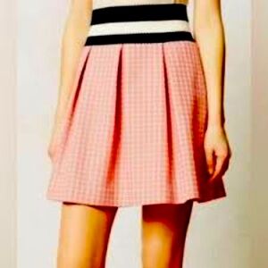 NWOT Maeve Ballard swing skirt, Pink/cream w/ Elastic Waistband Size Small